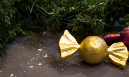a beautiful postcard made of Christmas toys and Christmas trees