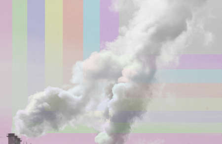 The smoke from the chimney on a colored background