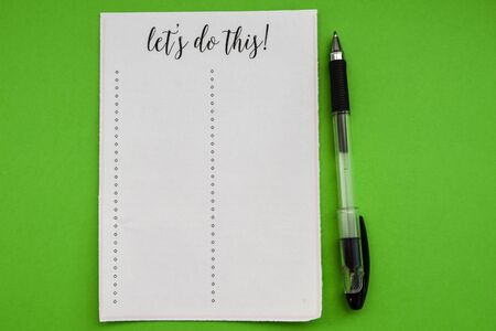 Notebook, Empty To Do List, Pen on the green background, Planning, Motivationの写真素材