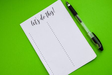 Notebook, Empty To Do List, Pen on the green background, Planning, Motivationの写真素材