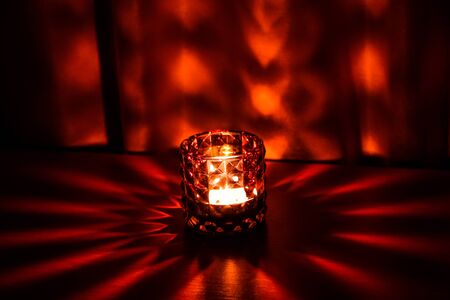 home decor, Candle lantern decoration, fire candle light night background Krezenlicht, Muster, Licht, Beautiful holders with burning candles in darknessの写真素材
