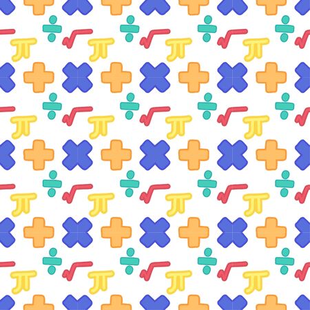 Colorful  illustration of math symbols seamless pattern for education, back to school, mathematicsの写真素材