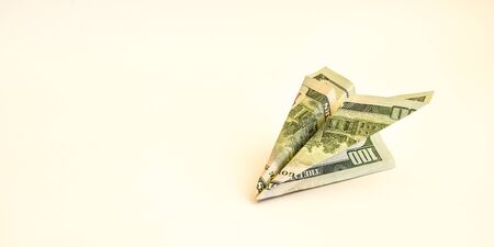 aircraft, One hundred dollar plane isolated on white background, copy space for text, dollar plane,...