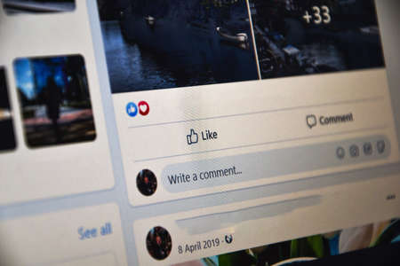 Zhytomyr, Ukraine 27 June 2020 Sorry angry reaction on facebook post. Like. Social media. Selective...