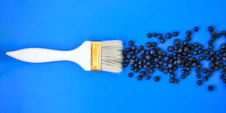 Creative food berry and paintbrush background. Perfectly ripe freshly picked local produce...