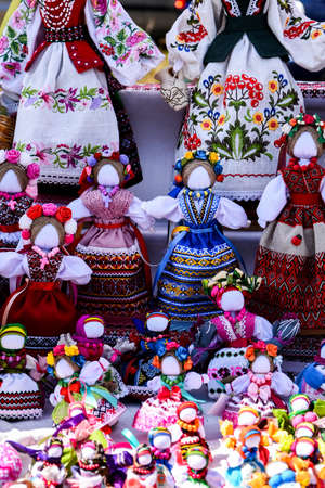 handicraft Ukrainian ethnic dolls. Traditional oriental doll. Doll handmade