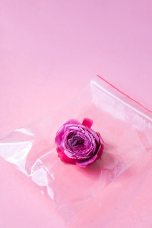 Flower in a plastic bag.