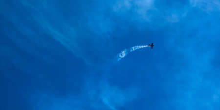 Kiev Ukraine July 2021 Overhead flying aircraft. Aircraft in formation during an aerobatics display...