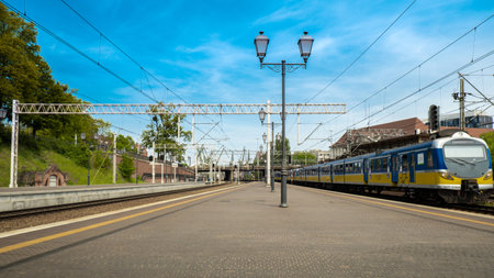 Gdansk Poland May 2022 trains at Gdansk Glowny railway station. Polish intercity train. Travel...