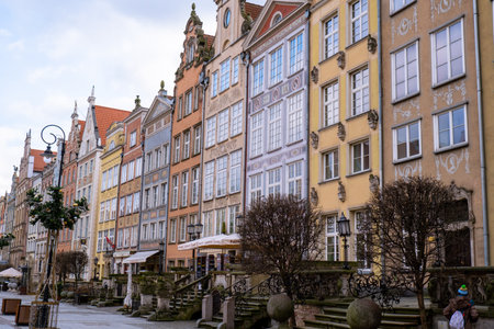 Ancient architecture of old town in Gdansk Poland. Beautiful and colorful old houses historical part...