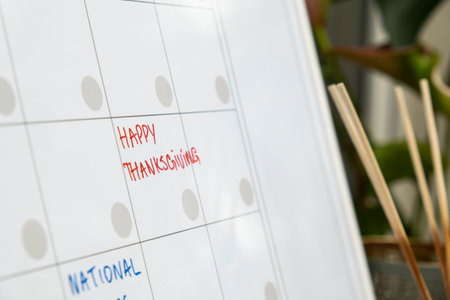 HAPPY THANKSGIVING on calendar to remind important event or holiday appointment Monthly PLANNER....