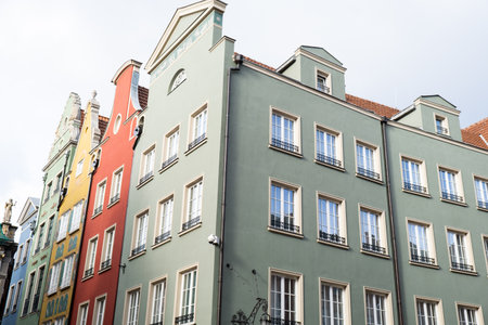 Ancient architecture of old town in Gdansk Poland. Beautiful and colorful old houses historical part...