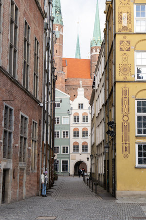 Ancient architecture of old town in Gdansk Poland. Beautiful and colorful old houses historical part...