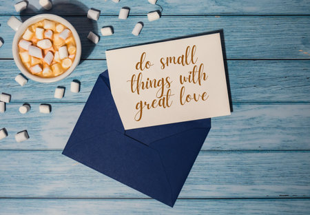 DO SMALL THINGS WITH GREAT LOVE text inscription positive quote, motivation and inspiration phrase....