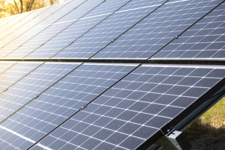New ecologic house with solar panels Alternative to conventional energy. The battery is charged from a solar cell Advertisement Green energy Sustainable life Renewableの写真素材