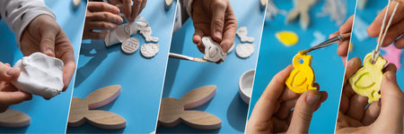 Collage tutorial Creator is using white air dry clay for making decor to EASTER holiday. Creating...