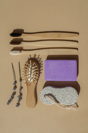 Handmade aromatic spa lavender soap. Ecological sustainable materials Natural additives and...