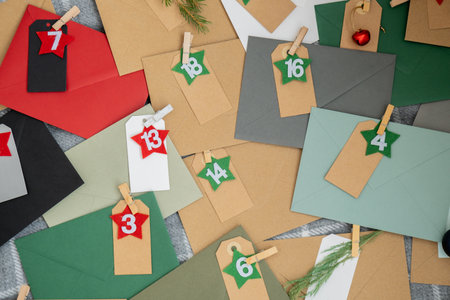 Step by step instruction of making handmade Christmas advent calendar with envelopes. Creative craft...
