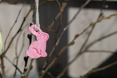 Do it yourself air dry clay crafts for Easter holiday. Decoration gift idea Handmade children craft. Step by step instruction of painting, pressing figuresの写真素材