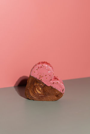 Creative ides Valentines Day Holiday celebration isometric style Heart shaped flavor croissants with...
