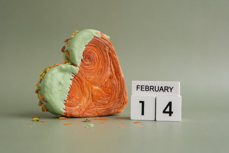 14 February love symbol Delicious fresh croissant topped with Matcha Green Tea flavor Ganache....