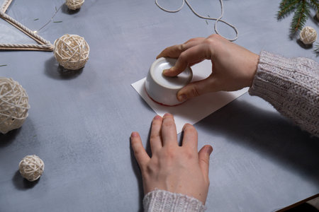 Christmas balls Sustainable Christmas preparation Diy process of making handmade greeting cards....