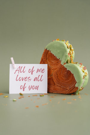 ALL OF ME LOVES ALL OF YOU Valentines day greeting card Delightful and vibrant heartshaped pastry...