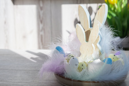 Female hands making egg shell handmade decoration for Easter holiday. Tutorial master class...