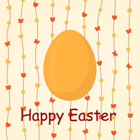 Easter greeting card with egg, simple, small pattern on background, spring seasonのイラスト素材