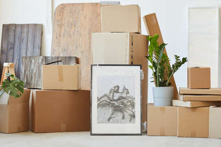 Image of picture and other things packed in boxes prepared for relocation