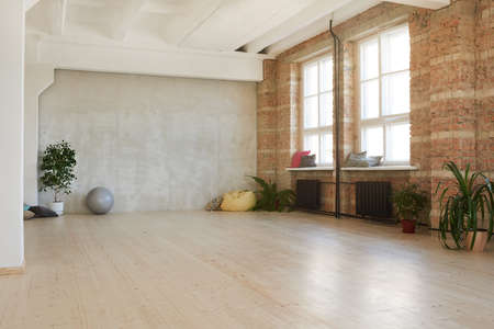 Image of modern empty dance studio in health club
