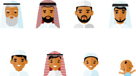All age group of arab people. Generations arabian manのイラスト素材