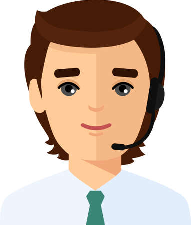Male Call Center Avatar with Headphones microphone.のイラスト素材