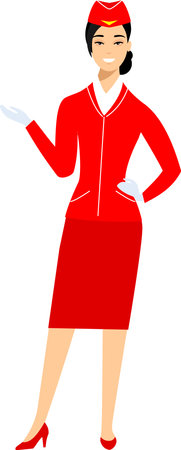 Stewardess in Uniform in Flat Styleのイラスト素材
