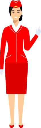 Stewardess in Uniform in Flat Styleのイラスト素材