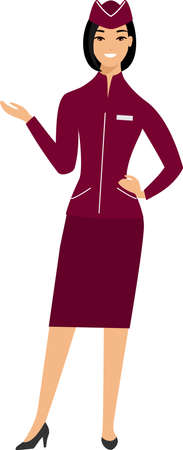 Stewardess in Uniform in Flat Styleのイラスト素材