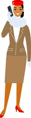 Stewardess in Uniform in Flat Styleのイラスト素材