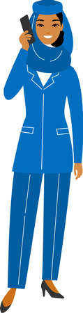 Stewardess in Uniform in Flat Styleのイラスト素材
