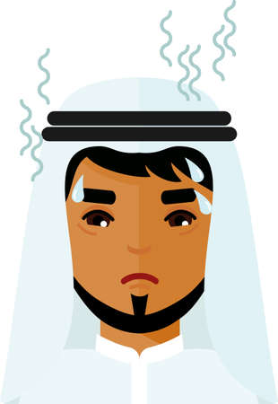 Vector Illustration of a Sick Man with a High Temperatureのイラスト素材