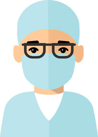 Vector Illustration Avatar Doctor in a Protective Mask with Stethoscope.のイラスト素材