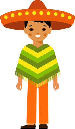 Set of mexican man dressed in national costumes.のイラスト素材