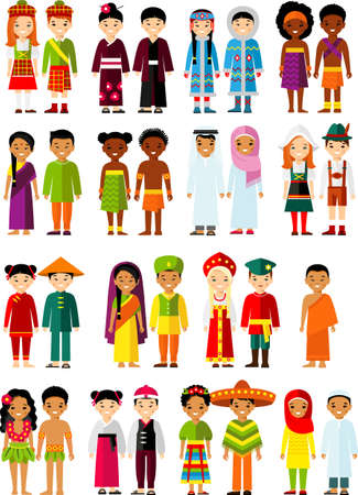Vector illustration of multicultural national children, peopleのイラスト素材