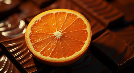 sliced orange on a chocolate backgroundの素材