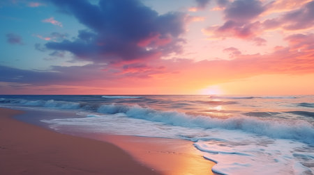 Colorful sunrise over the sea. Colorful sunset over the sea.の素材