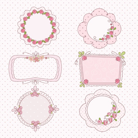 Doodle vintage romantic frames with flowersのイラスト素材