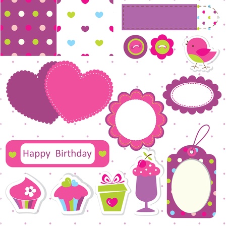 Set of birthday scrapbook elementsのイラスト素材