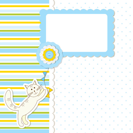 Baby shower with catのイラスト素材