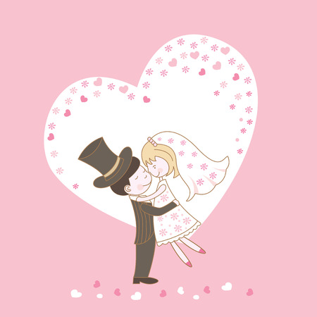 Greeting card with romantic coupleのイラスト素材