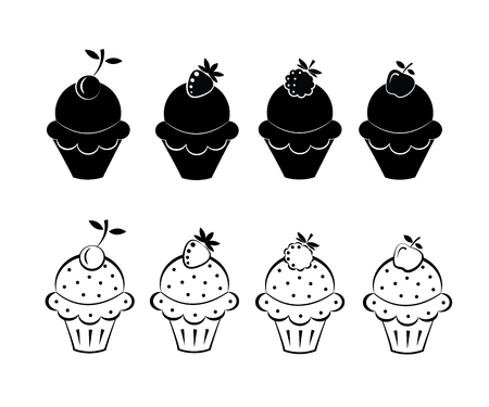 Set of vector ice cream skethesのイラスト素材