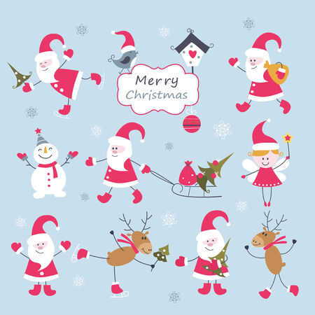 Set of Christmas vintage elementsのイラスト素材